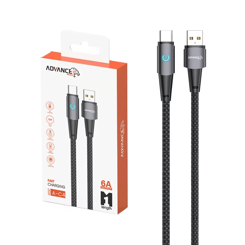 کابل شارژ فست Advance Media Type-C مدل A-C4 - مشکی (گارانتی یکساله ویستا حافظه) - تصویر 2