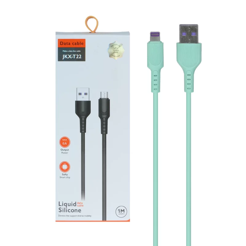 کابل شارژ فست آیفون مدل JKX-T22 - سبز آبی - AZR (گارانتی شش ماهه AZR) - تصویر 2