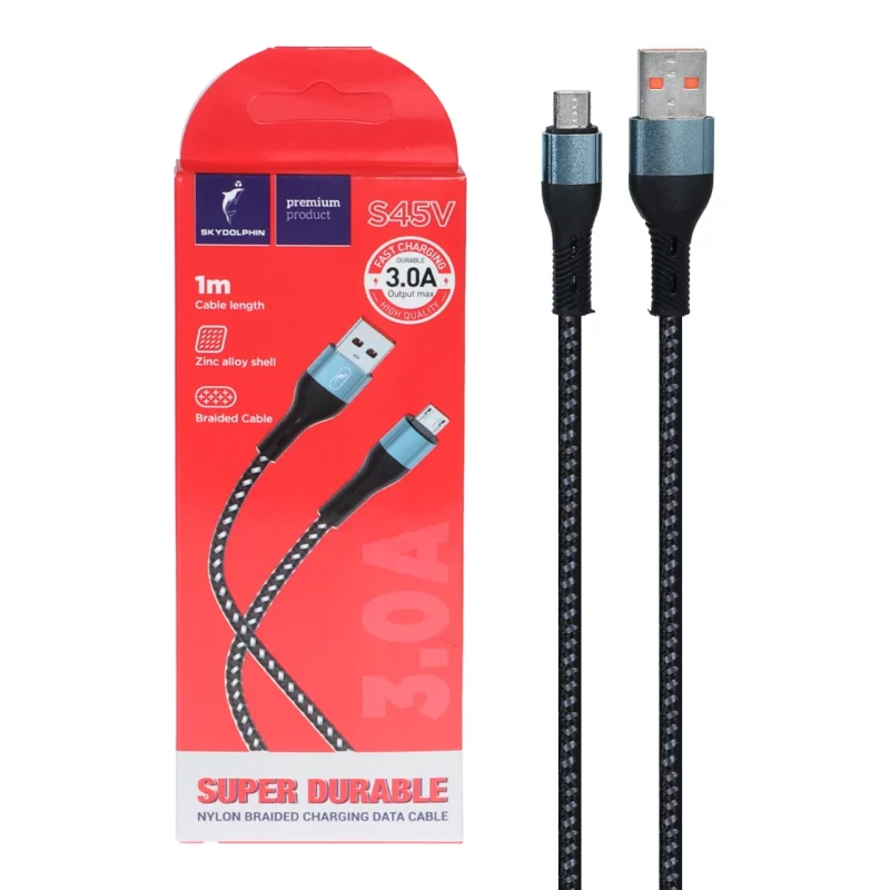 کابل شارژ فست اندروید SKY DOLPHIN مدل S45V - مشکی سبز - TCO - تصویر 2