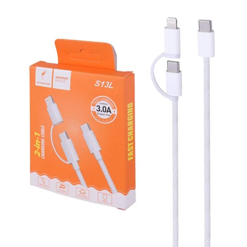 کابل شارژ 2 کاره فست SKY DOLPHIN مدل S13L - سفید - TCO - تصویر 2