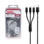 کابل شارژ فست 1.2 متری سه کاره TSCO مدل TCT 111 60W - مشکی