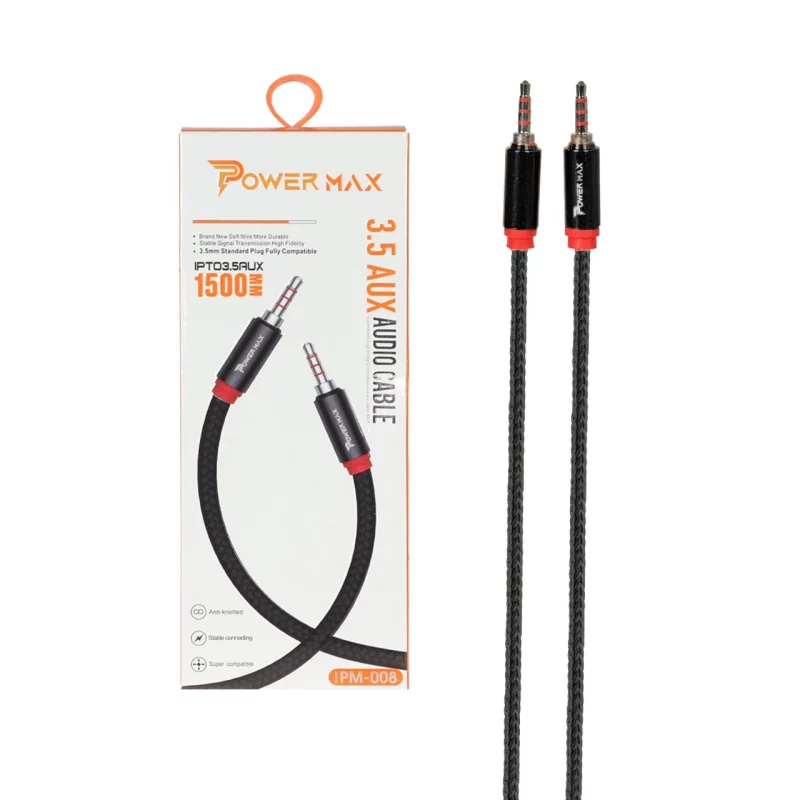 کابل 1.5 متری Power Max Aux مدل PM-008 - مشکی - تصویر 2