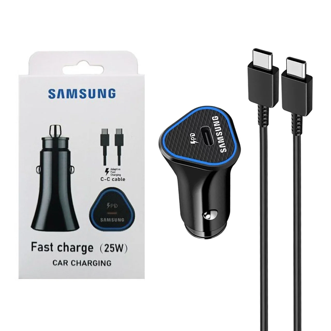 1587-4645908-1 شارژر فندکی فست PD و فست تک پورت Samsung مدل YSC0502 به همراه کابل شارژ Type-C To Type-C - مشکی - YSP - تصویر 1