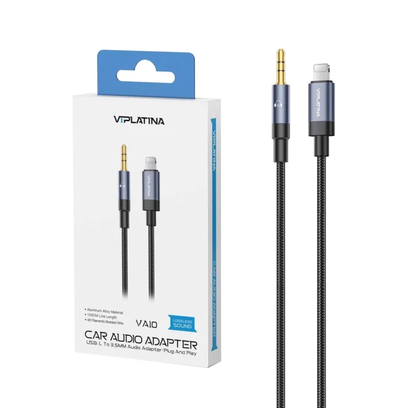کابل VIPLATINA Lightning To Aux مدل VA10 - مشکی (گارانتی شش ماه تعویض نیکان همراه) - تصویر 2