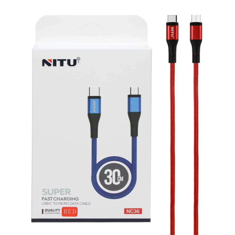 کابل شارژ پاوربانک فست NITU Type-C to Micro USB مدل NC36 - قرمز (گارانتی 12 ماه تعویض نیکان همراه) - تصویر 2
