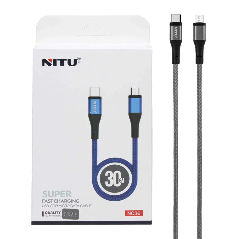 کابل شارژ پاوربانک فست NITU Type-C to Micro USB مدل NC36 - خاکستری (گارانتی 12 ماه تعویض نیکان همراه) - تصویر 2
