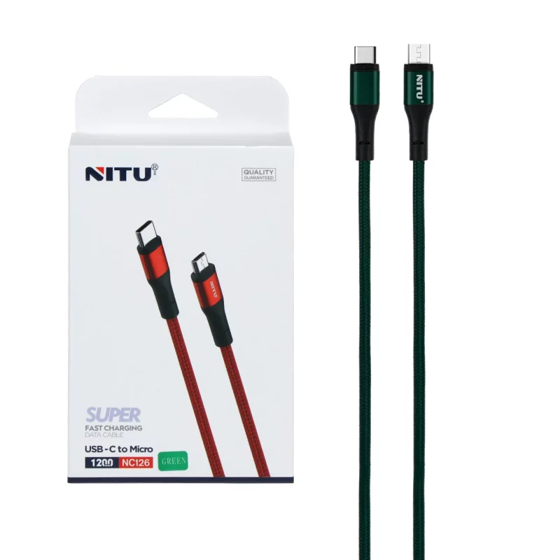 کابل شارژ فست NITU Type-C to Micro USB مدل NC126 - سبز (گارانتی 12 ماه تعویض نیکان همراه) - تصویر 2