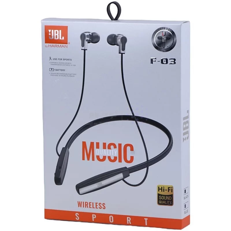 هندزفری گردنی بی سیم JBL مدل F-03 - مشکی - ASP (گارانتی شش ماهه آروین) - تصویر 7