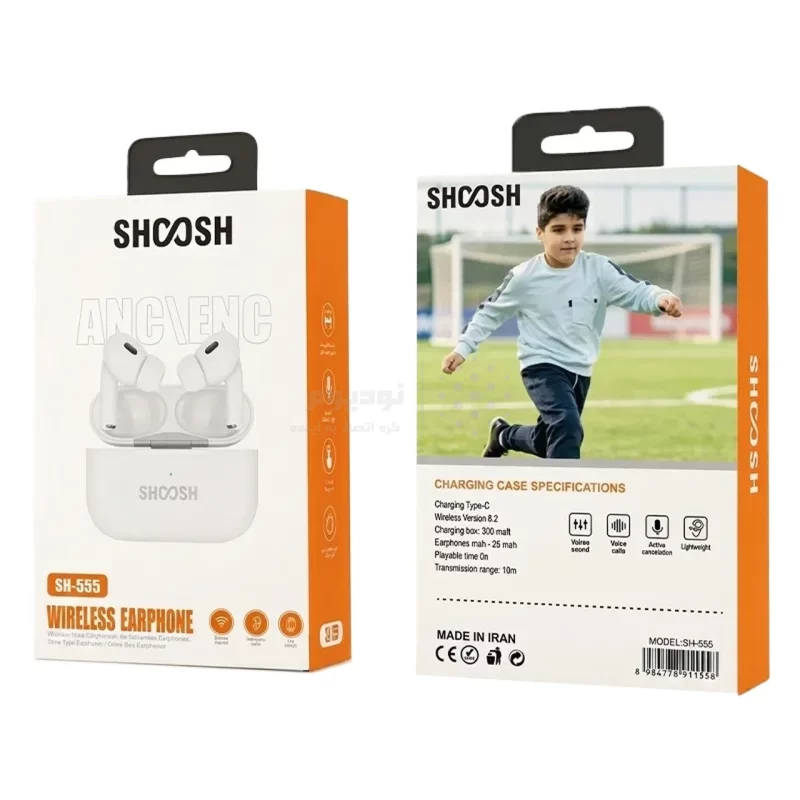 ایرفون بی سیم Shoosh مدل SH-555 ANC+ENC - سفید - SMO - تصویر 3