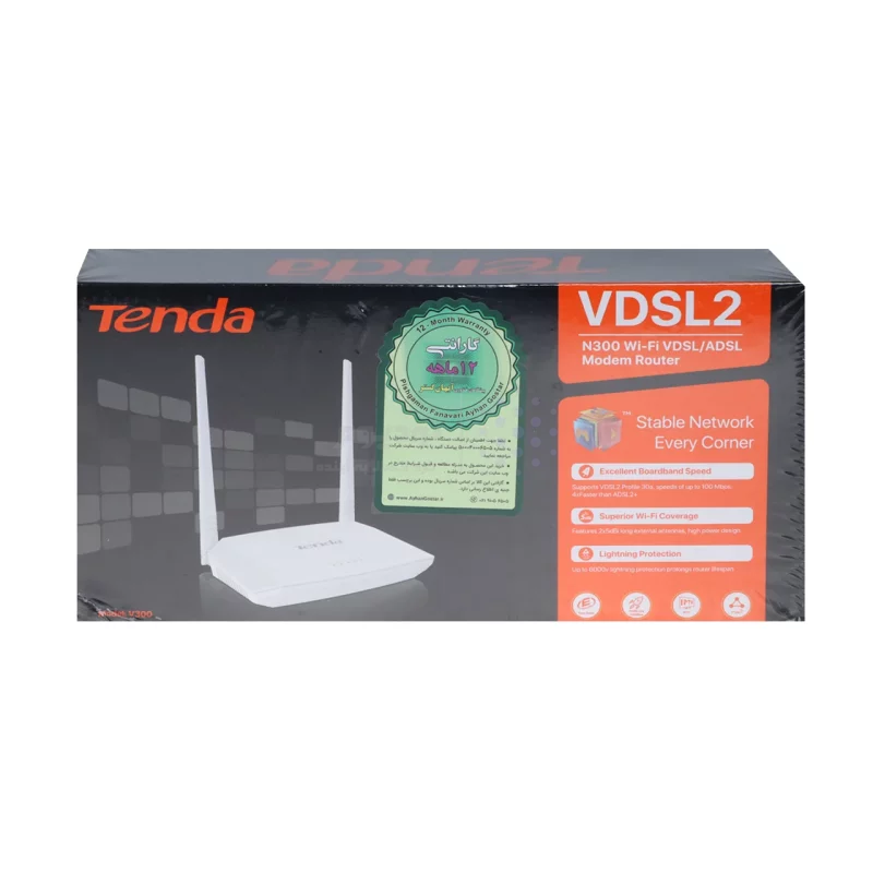 سفید (گارانتی یکساله شرکتی) - V300 N300 Wi-Fi VDSL/ ADSL مدل Tenda مودم روتر - تصویر 6