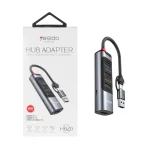 هاب 5 پورت Yesido USB Type-C مدل HB20 100W - خاکستری (گارانتی شش ماه تعویض نیکان همراه)