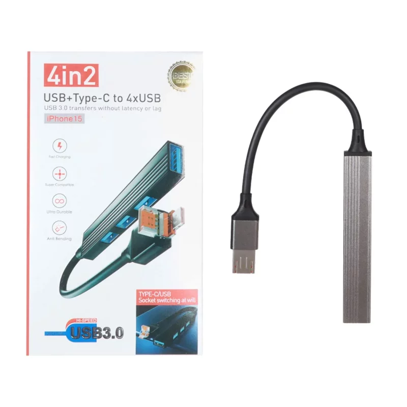 هاب 4 پورت USB3.0 Type-C - خاکستری - RYL - تصویر 2