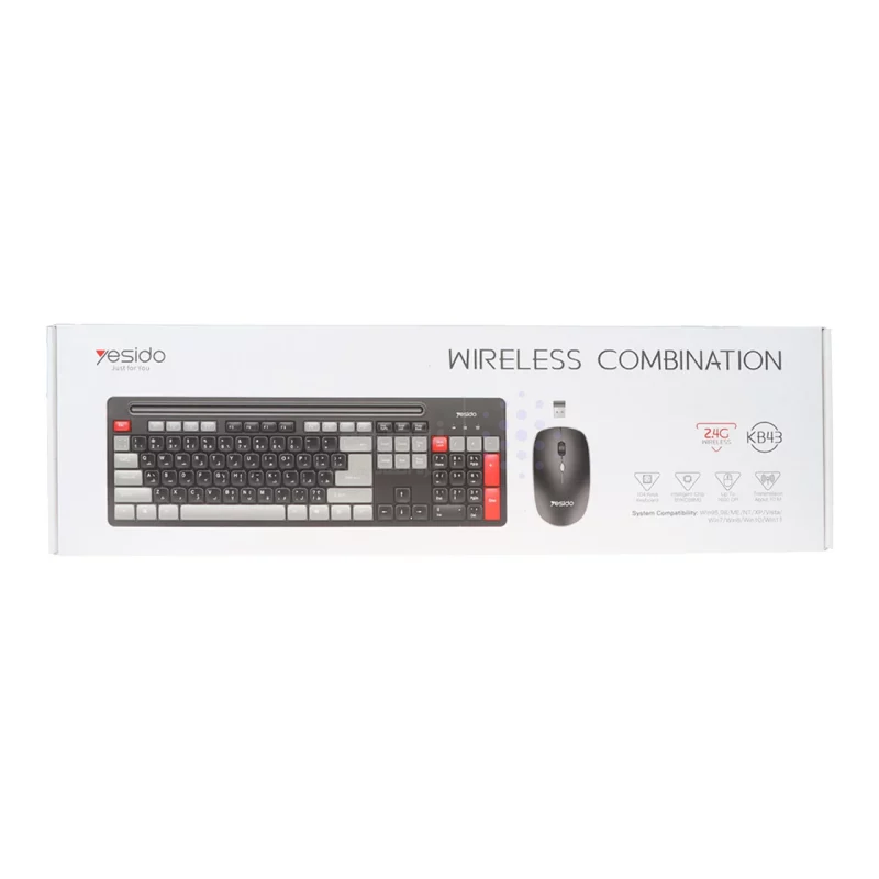 کیبورد و ماوس بی سیم Yesido مدل KB43 - مشکی (گارانتی شش ماه تعویض نیکان همراه) - تصویر 7