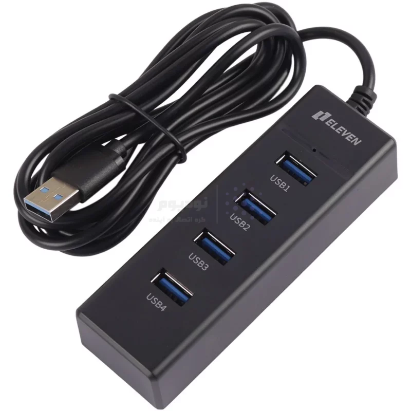 هاب 4 پورت Eleven USB2.0 مدل H201 - مشکی - تصویر 3