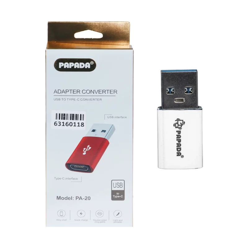 تبدیل Papada USB TO Type-C مدل PA-20 - نقره ای - ASP (گارانتی شش ماهه آروین) - تصویر 2
