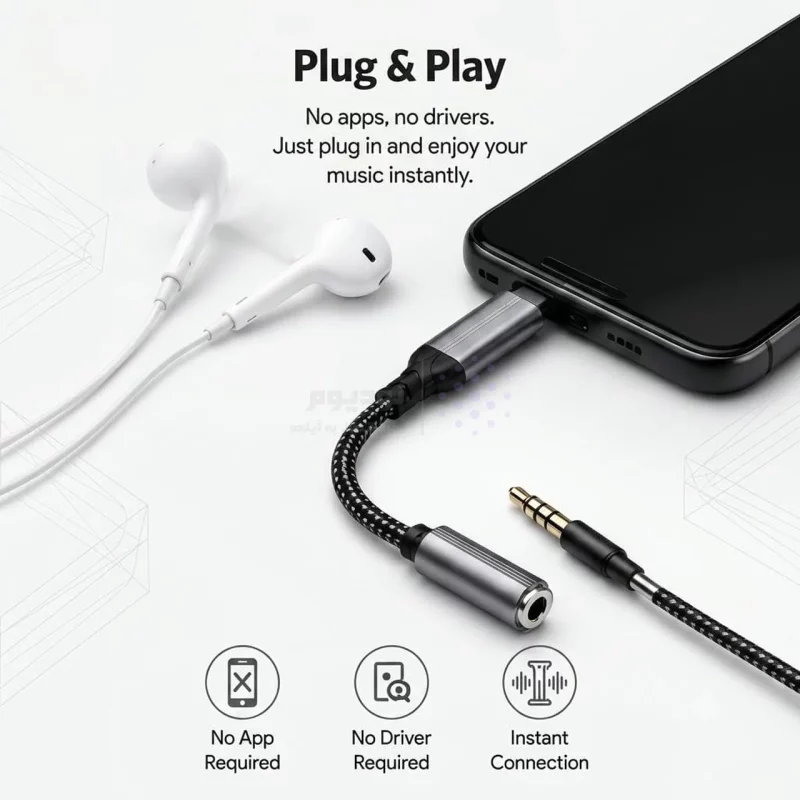 تبدیل Lightning به جک 3.5 میلیمتری مدل GJ-008 - خاکستری - ASP (گارانتی شش ماهه آروین) - تصویر 4