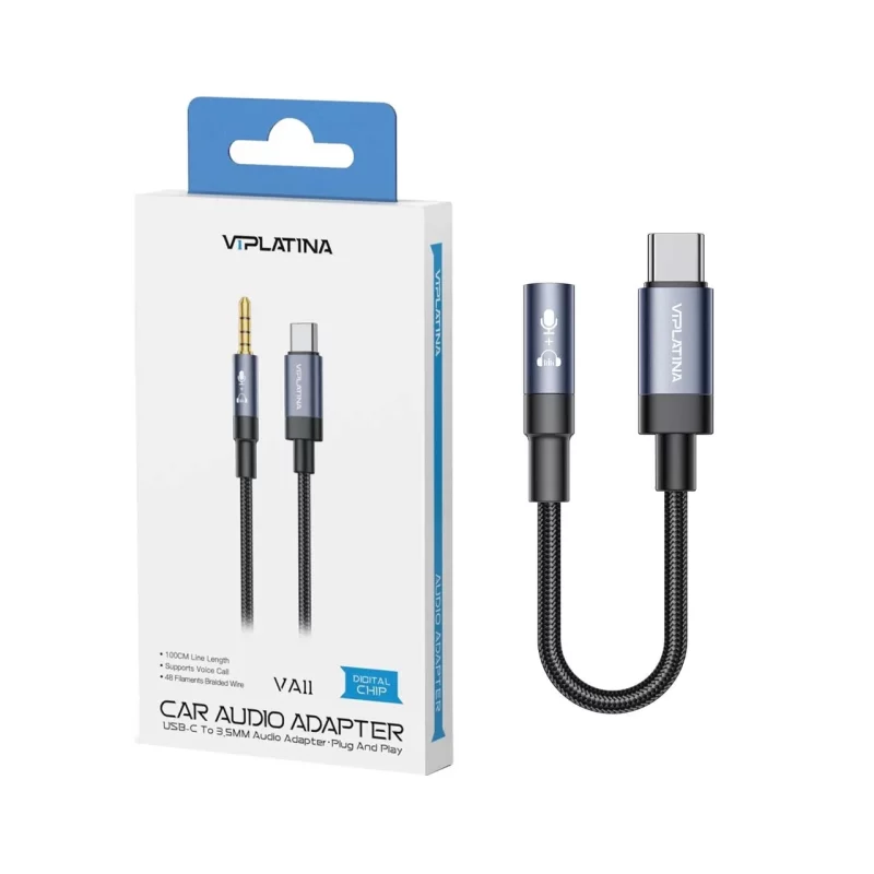 تبدیل Type-C به جک 3.5 میلیمتری VIPLATINA مدل VA12 - مشکی (گارانتی شش ماه تعویض نیکان همراه) - تصویر 2