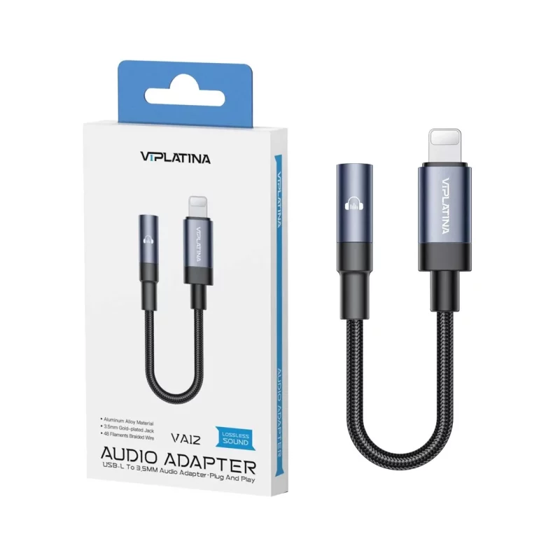 تبدیل Lightning به جک 3.5 میلیمتری VIPLATINA مدل VA12 - مشکی (گارانتی شش ماه تعویض نیکان همراه) - تصویر 2