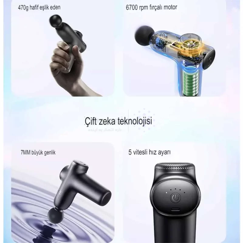 ماساژور شارژی تفنگی Yesido Massage Gun مدل MG01 - مشکی (گارانتی 12 ماه تعویض نیکان همراه) - تصویر 5