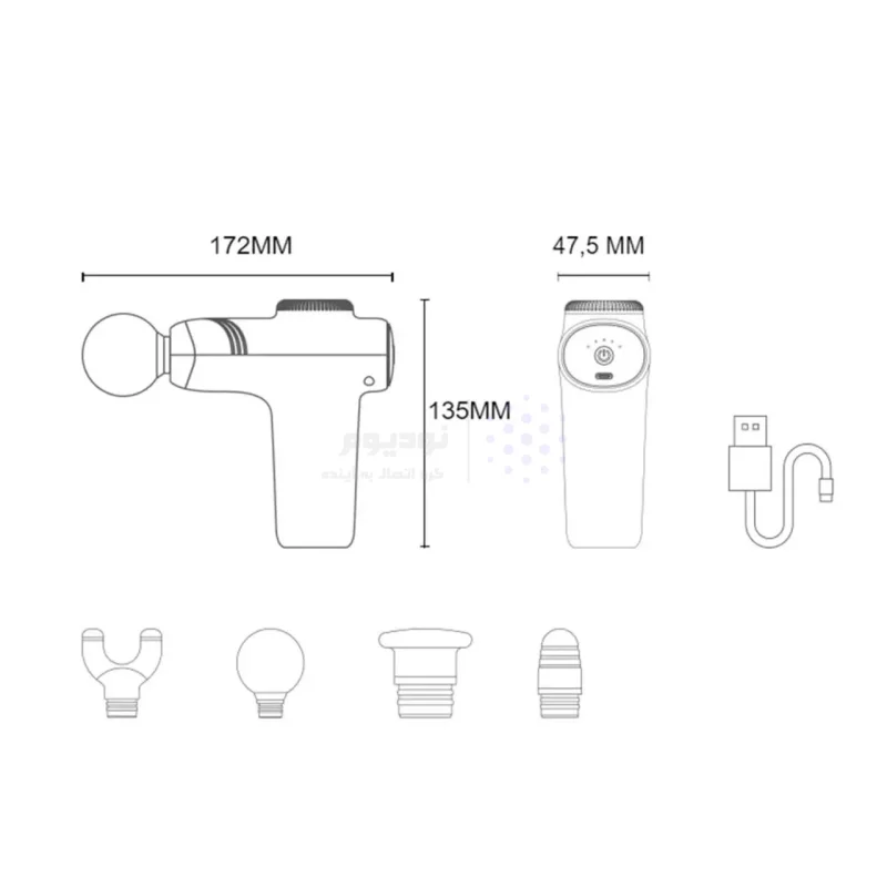 ماساژور شارژی تفنگی Yesido Massage Gun مدل MG01 - مشکی (گارانتی 12 ماه تعویض نیکان همراه) - تصویر 6