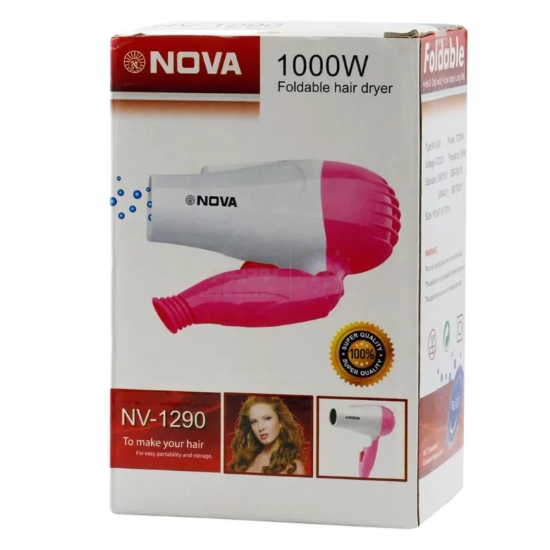 سشوار مسافرتی Nova مدل NV-1290 - سرخابی - تصویر 5