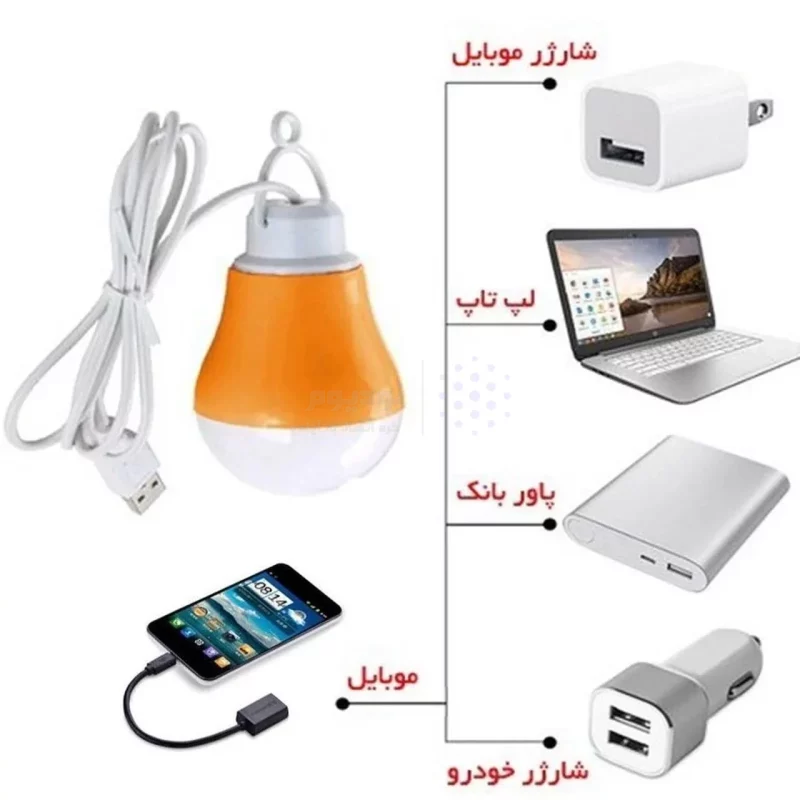 لامپ Lisa & Gray USB - نارنجی - تصویر 3