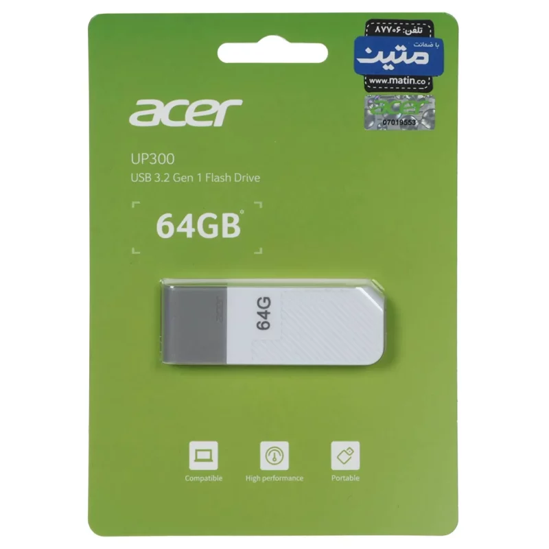 Acer UP300 USB 3.2 Flash Memory - 64GB - سفید (گارانتی متین) - تصویر 2