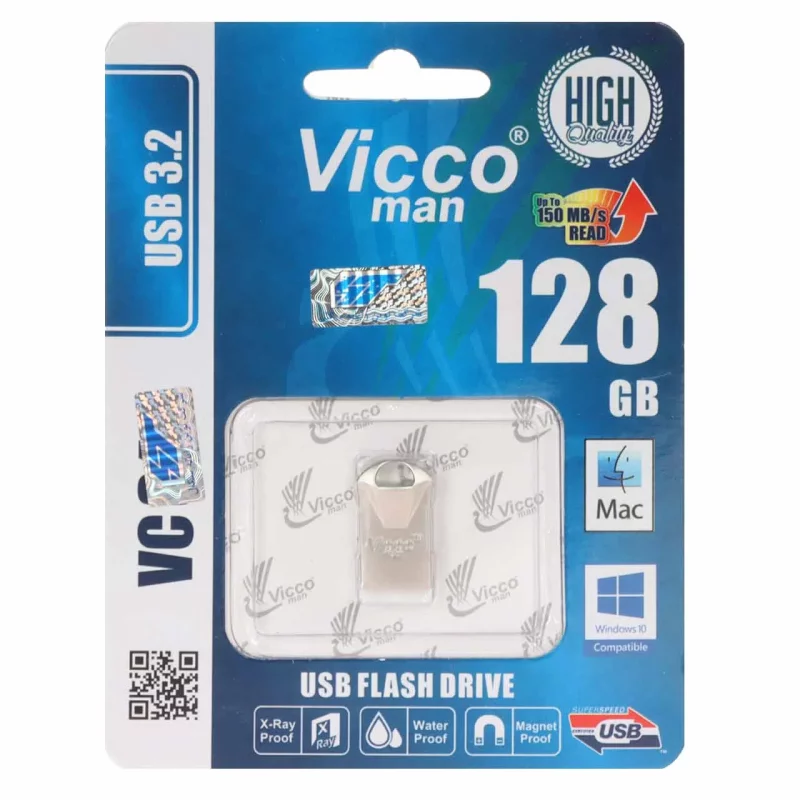 (گارانتی مادام‌العمر رایانه نوین سگال) نقره ای Vicco man VC300 S USB3.2 Flash Memory - 128GB - تصویر 2