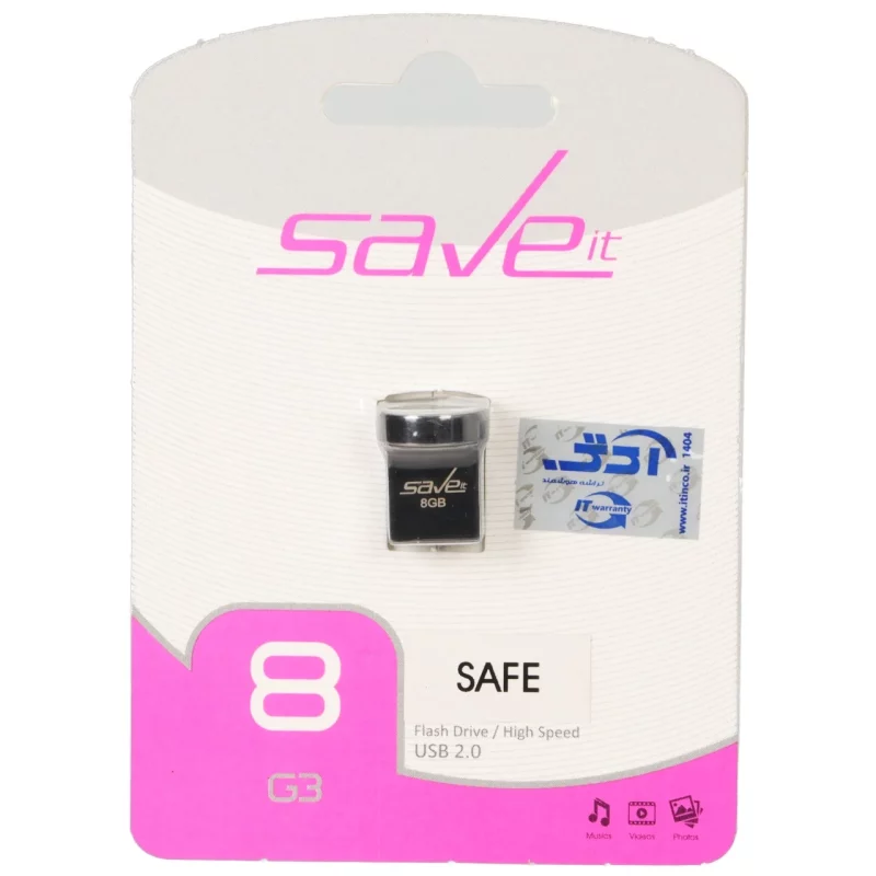 Save it Safe USB2.0 Flash Memory - 8GB مشکی نقره ای (گارانتی مادام العمر آی تین) - تصویر 2