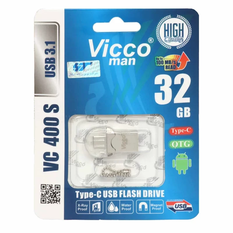 نقره ای Vicco man VC400 S USB3.1 Type-c OTG Flash Memory - 32GB - تصویر 2