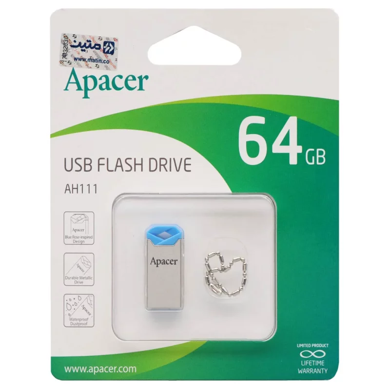 Apacer AH111 USB2.0 Flash Memory-64GB (گارانتی متین)-آبی - تصویر 2