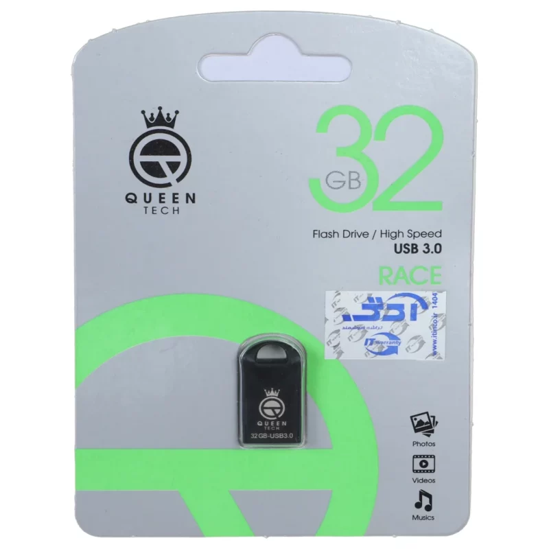 فلش مموری Queen USB3.0 مدل Race ظرفیت 32GB - مشکی (گارانتی مادام العمر آی تین) - تصویر 2