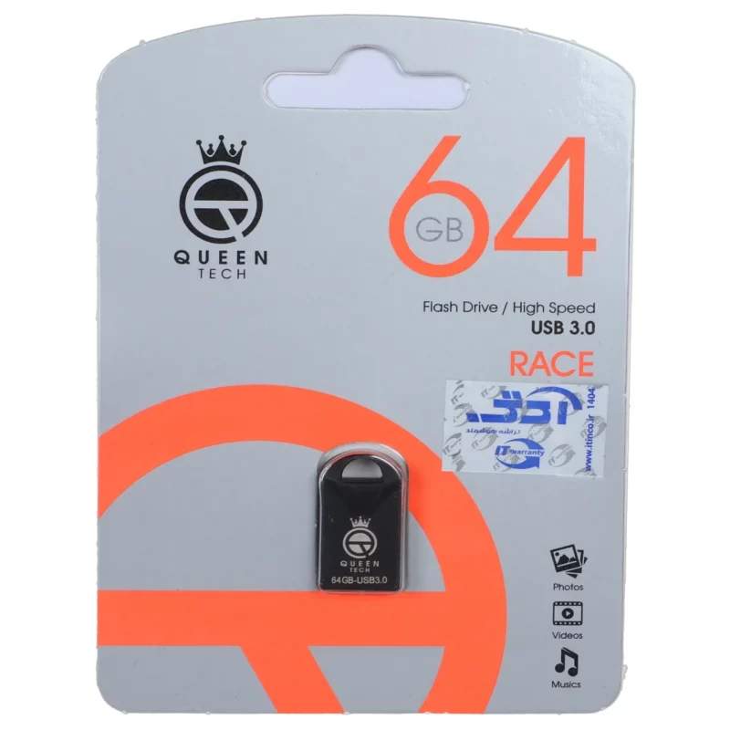 فلش مموری Queen USB3.0 مدل Race ظرفیت 64GB - مشکی (گارانتی مادام العمر آی تین) - تصویر 2
