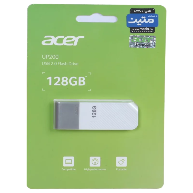 فلش مموری Acer USB2.0 مدل UP200 ظرفیت 128GB - سفید (گارانتی متین) - تصویر 2