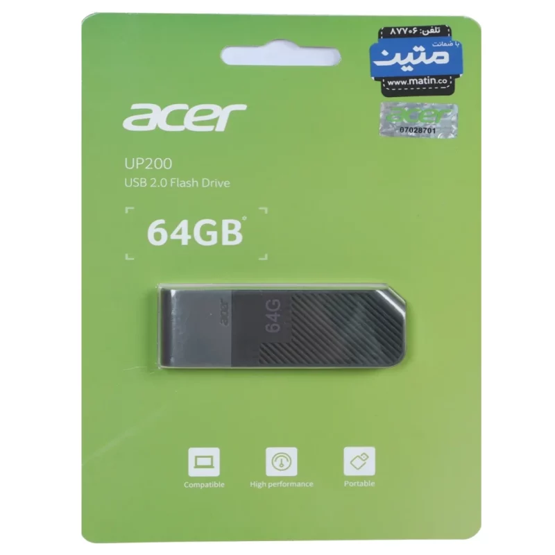 فلش مموری Acer USB2.0 مدل UP200 ظرفیت 64GB - خاکستری (گارانتی متین) - تصویر 2