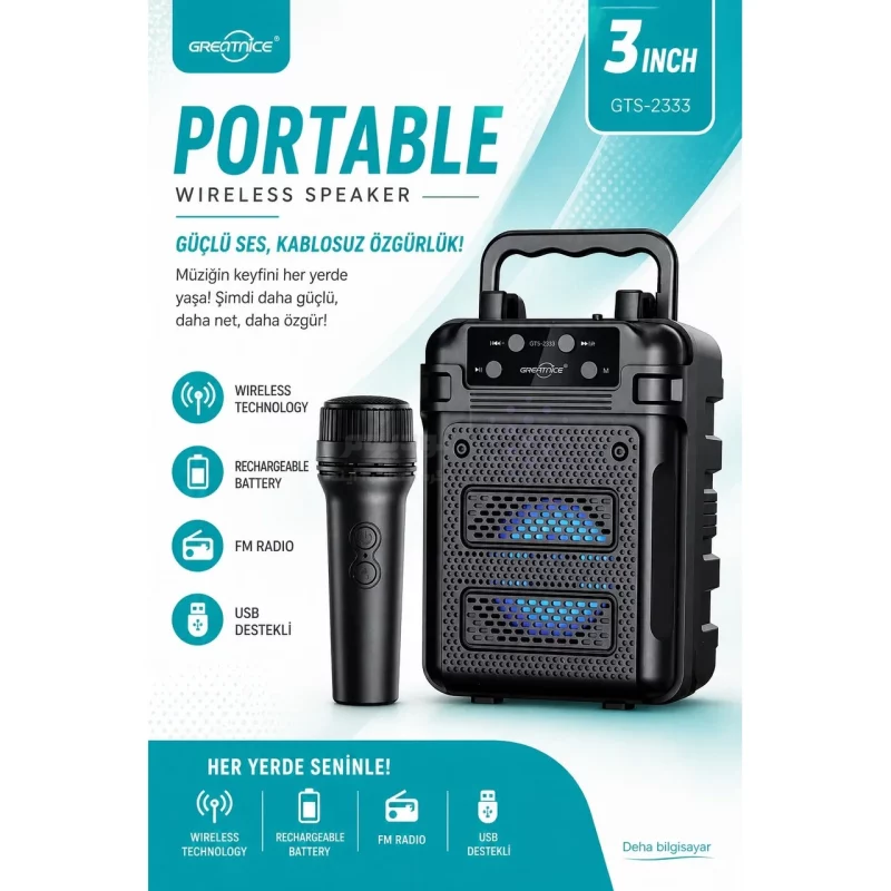 اسپیکر بی سیم GreatNice مدل GTS-2333 - مشکی - TCO - تصویر 4