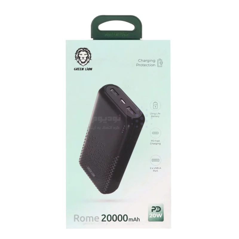 پاوربانک (PD و فست شارژ) Green Lion 20W 20000mAh مدل GNRME20KPD2BK - مشکی (گارانتی 6 ماهه شرکتی) - تصویر 4