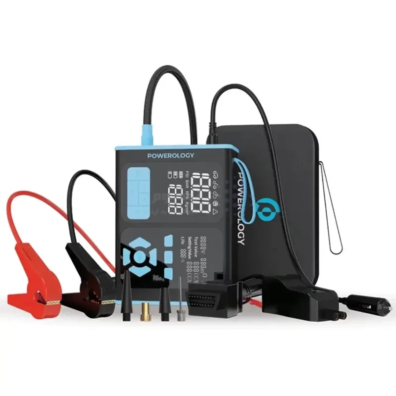 جامپ استارتر و پمپ باد تایر پاوربانک PD و فست شارژ Powerology 20W 15200mAh مدل PPBCHA95BKBU - مشکی آبی (گارانتی 6 ماهه شرکتی) - تصویر 4