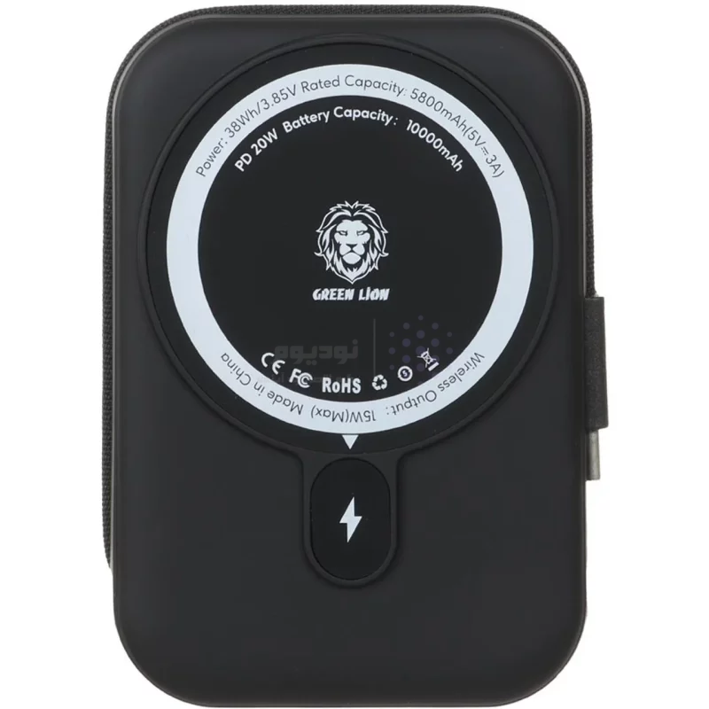 پاوربانک وایرلس PD و فست شارژ Green Lion 20W 5000mAh مدل Magno Wallet GNMGWLT5KBK - مشکی (گارانتی 6 ماهه شرکتی) - تصویر 6