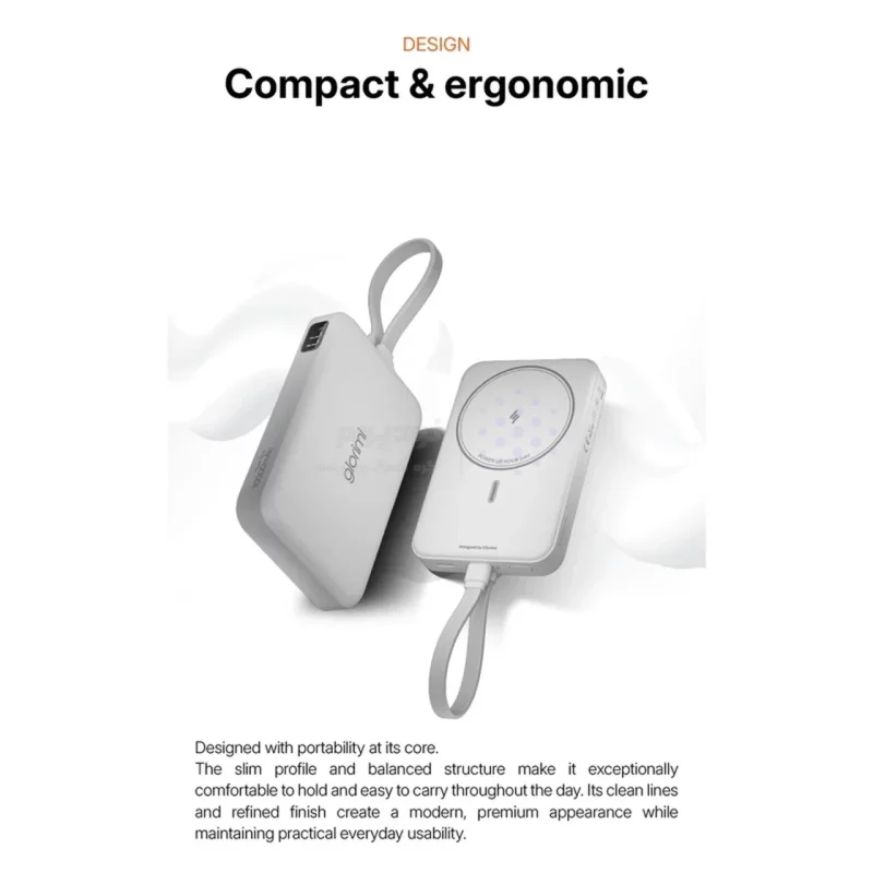 پاوربانک وایرلس و فست شارژ Glorimi 22.5W 10000mAh مدل LIGHTCORE MAG - سفید (گارانتی 18 ماهه شرکتی) - تصویر 10
