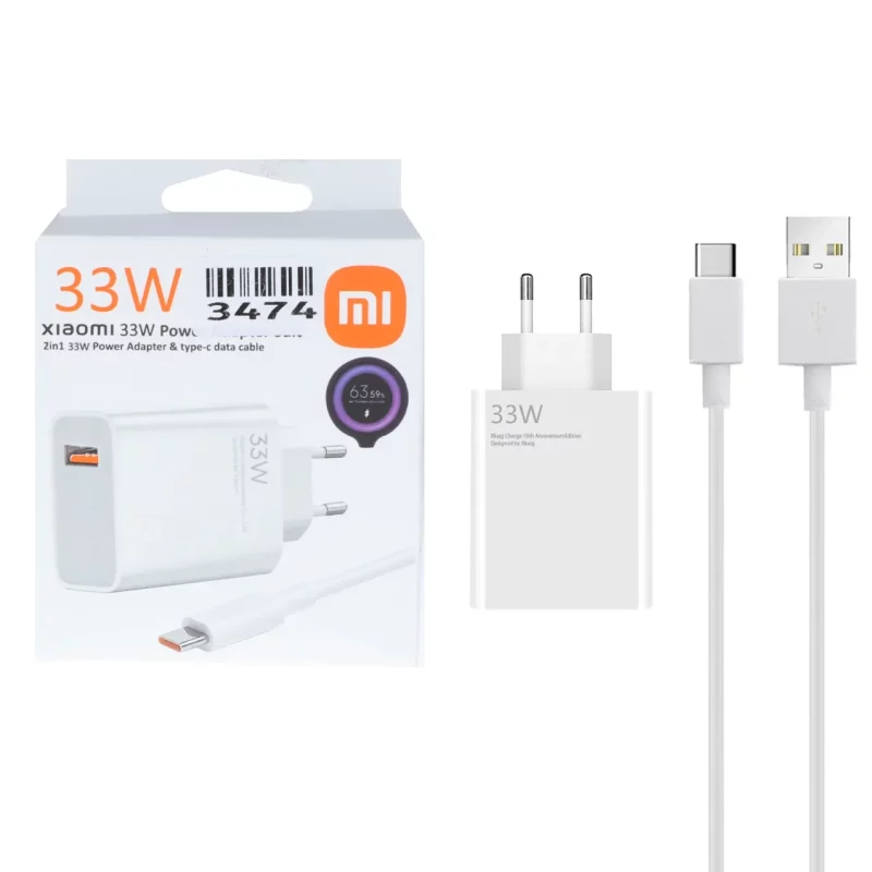 شارژر دیواری فست تک پورت Xiaomi مدل MDY-11-EZ 33W به همراه کابل شارژ Type-C - سفید - ASP (گارانتی شش ماهه آروین) - تصویر 2