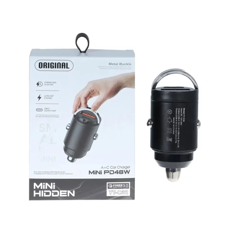 شارژر فندکی PD و فست دو پورت مدل YY-C32 48W - مشکی - RH - تصویر 2