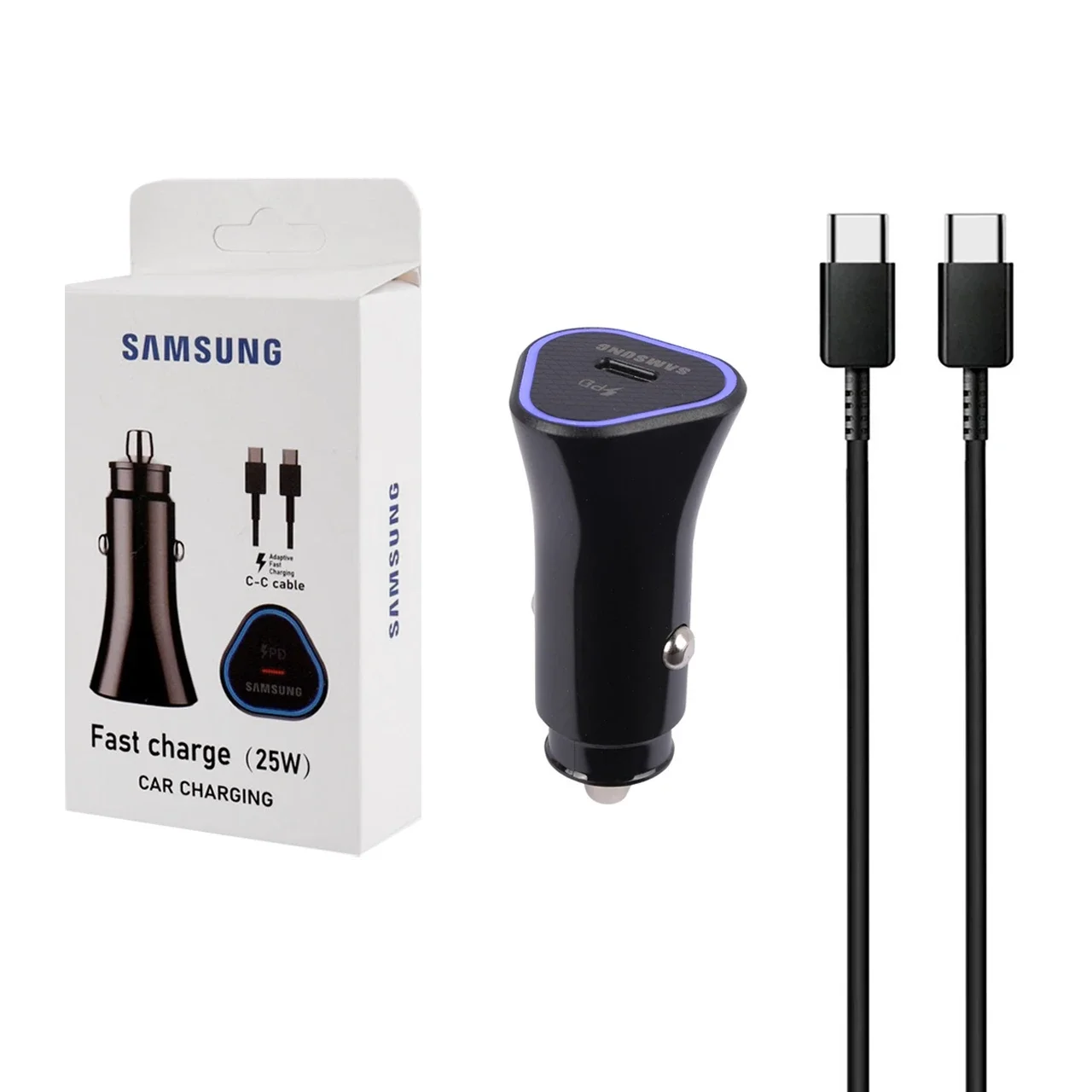 1585-4648386-1 شارژر فندکی فست و PD تک پورت Samsung مدل YSC0502 25W به همراه کابل شارژ Type-C To Type-C - مشکی - RYL - تصویر 1