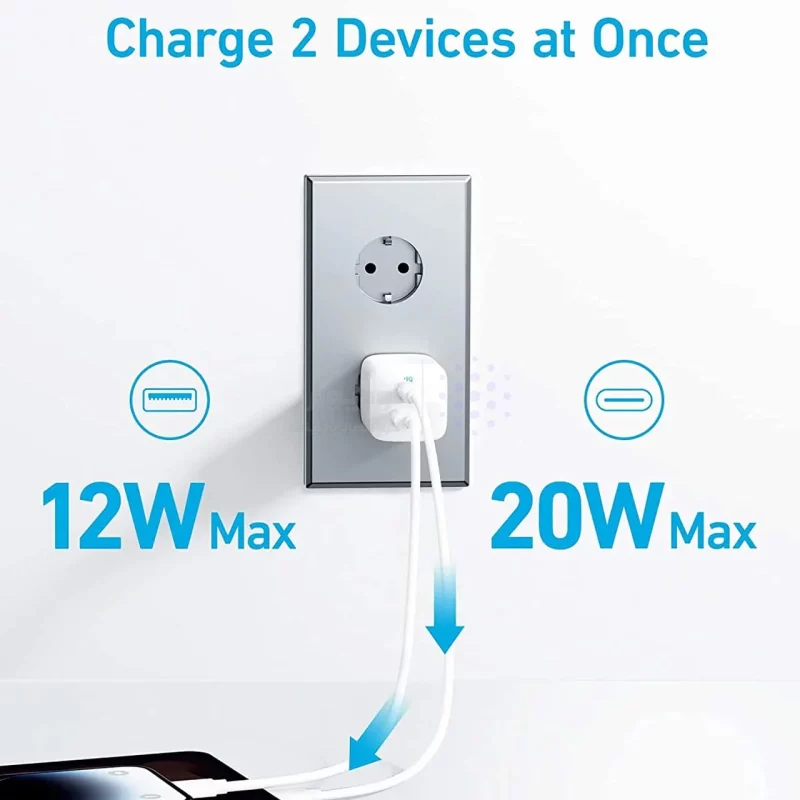 شارژر دیواری فست دو پورت Anker مدل Compact A2331G21 33W - سفید (گارانتی 18 ماهه شرکتی) - تصویر 7