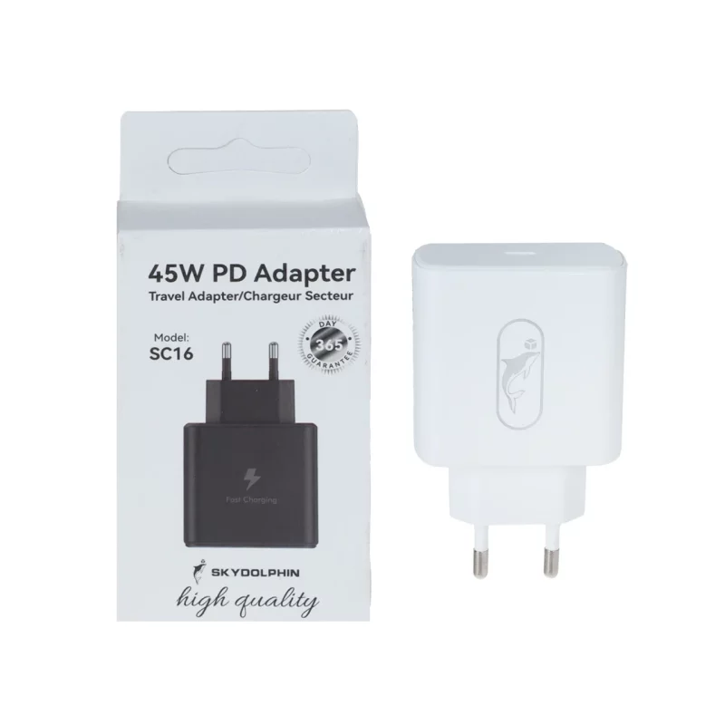 شارژر دیواری PD و فست تک پورت Sky Dolphin مدل SC16 45W - سفید - TCO - تصویر 2
