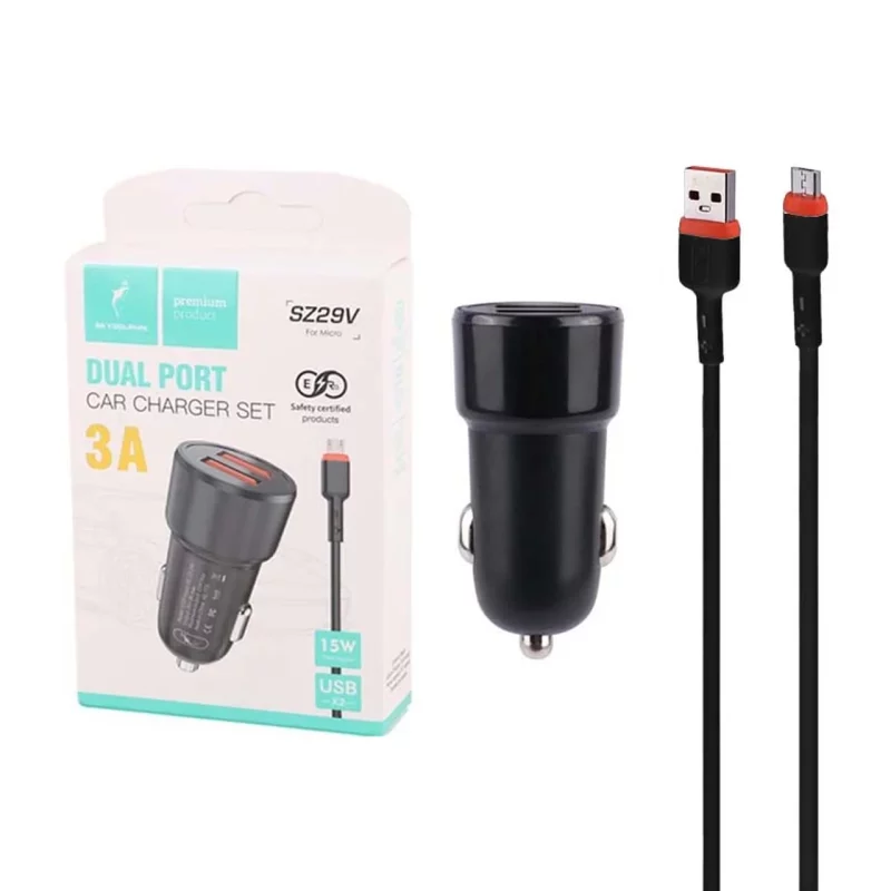 شارژر فندکی فست دو پورت Sky Dophin مدل SZ29T 15W به همراه کابل شارژ Type-C - مشکی - TCO - تصویر 2
