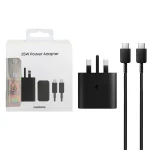 شارژر دیواری فست تک پورت Samsung مدل EP-T2510 25W به همراه کابل شارژ Type-C To Type-C - مشکی (گارانتی 18 ماهه شرکتی)