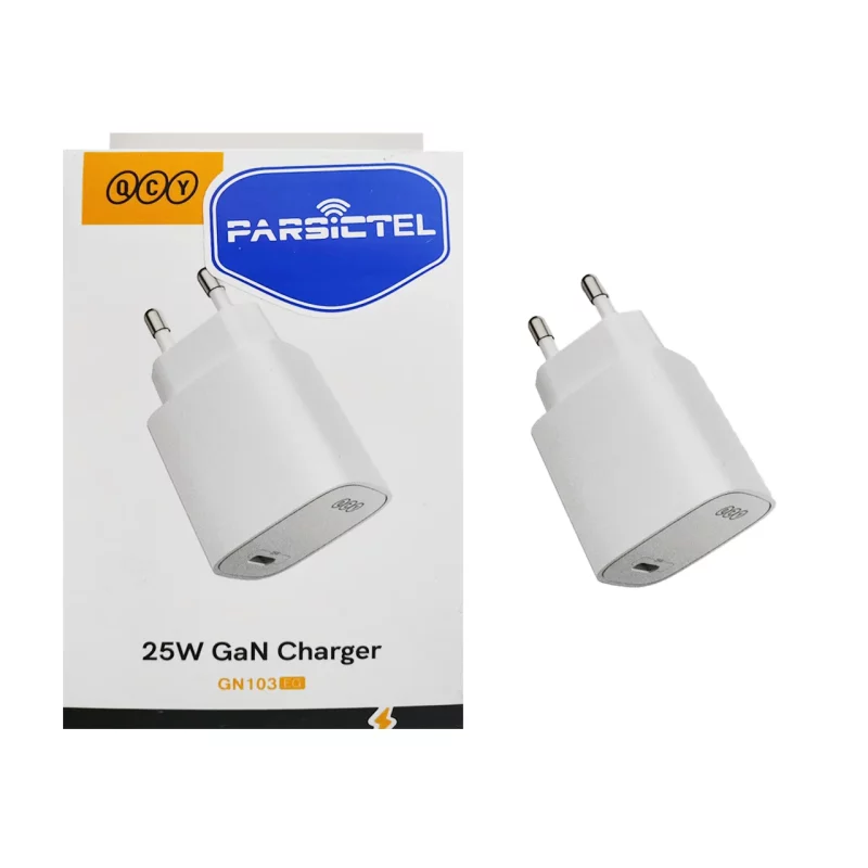 شارژر دیواری دو پین PD و فست تک پورت QCY مدل GN103 EG 25W - سفید (گارانتی یکساله تعویض شرکتی) مجهز به فناوری GAN - تصویر 2