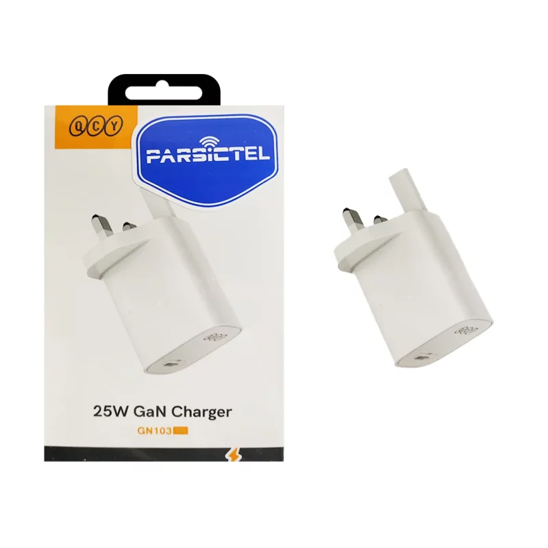 شارژر دیواری سه پین فست و PD تک پورت QCY مدل GN103 YG 25W - سفید (گارانتی یکساله تعویض شرکتی) مجهز به فناوری GAN - تصویر 2