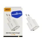 شارژر دیواری دو پین PD و فست تک پورت QCY مدل GN104 EG 45W - سفید (گارانتی یکساله تعویض شرکتی) مجهز به فناوری Mini GAN